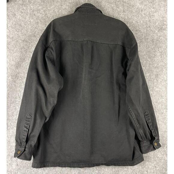 VTG Color Street Denim Jacket Shacket Men XL Black Workwear Utility Grunge Heavy - Picture 11 of 15